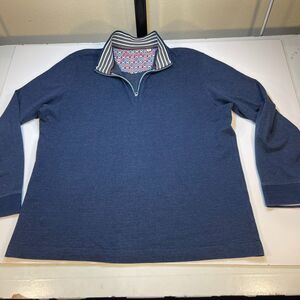 ROBERT GRAHAM 1/4 ZIP Pullover KNIT SWEATER Sz Mens 3XL Blue